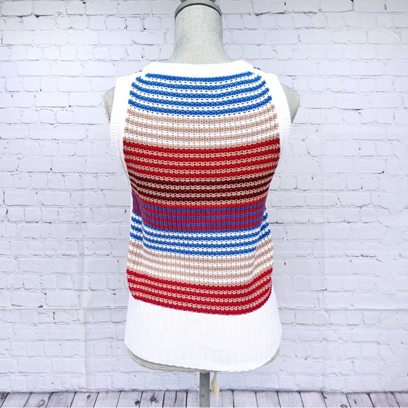 LOFT Multicolor Striped Cotton Blend Sleeveless Sweater Knit Top Size XS - Picture 6 of 9